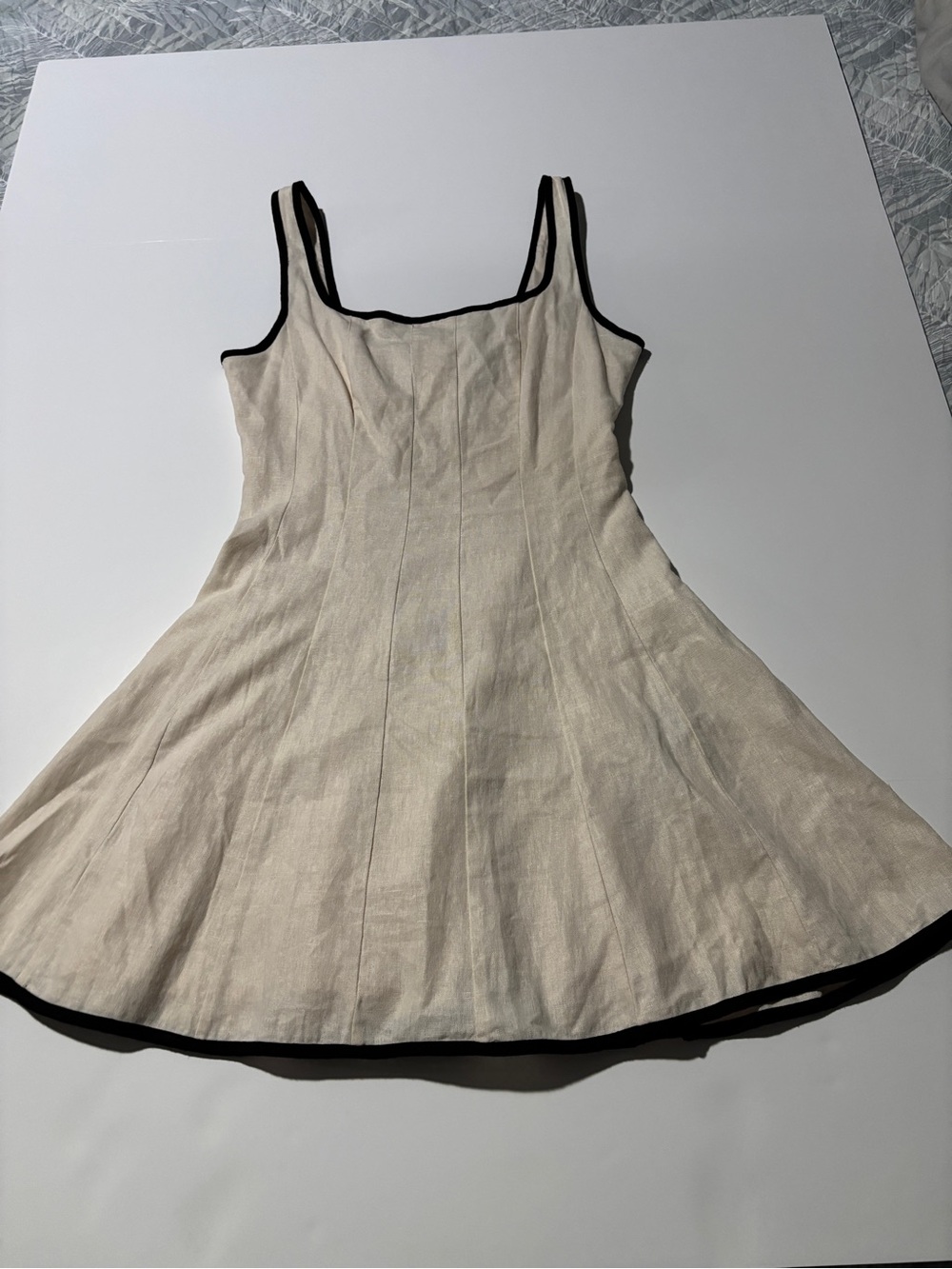 7 For All Mankind Cream Linen Blend Fit & Flare Mini Dress NWT - Small